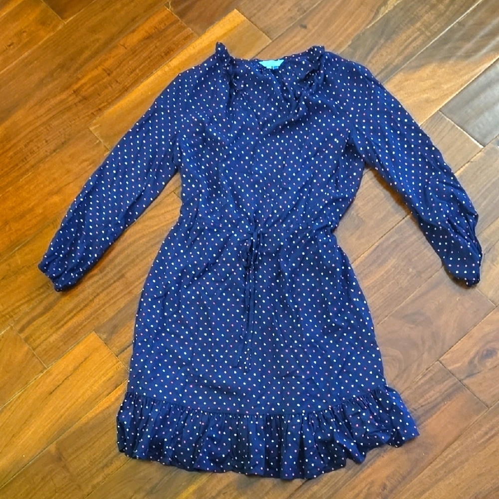 Polka Dot Women's Dress - Navy Blue